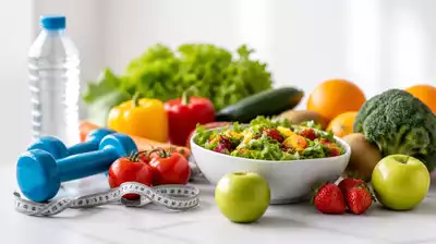Image of healthy food choices and exercise